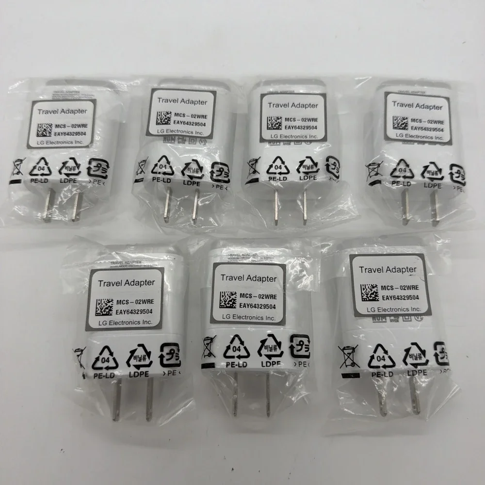 LG OEM MCS-02WRE Lot 7 Travel Charger Adapters White 5.0V 1.8A 100-240V No Cable